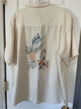 Weekenders Cream Tropical-Embroidered Short-Sleeve Camp Shirt